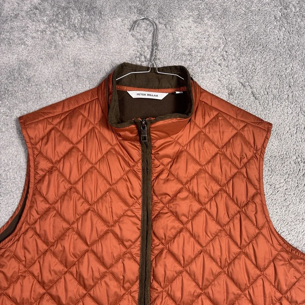 Peter Millar Essex Vest Mens L Suede Diamond Quilted Travel Wind Water Proof